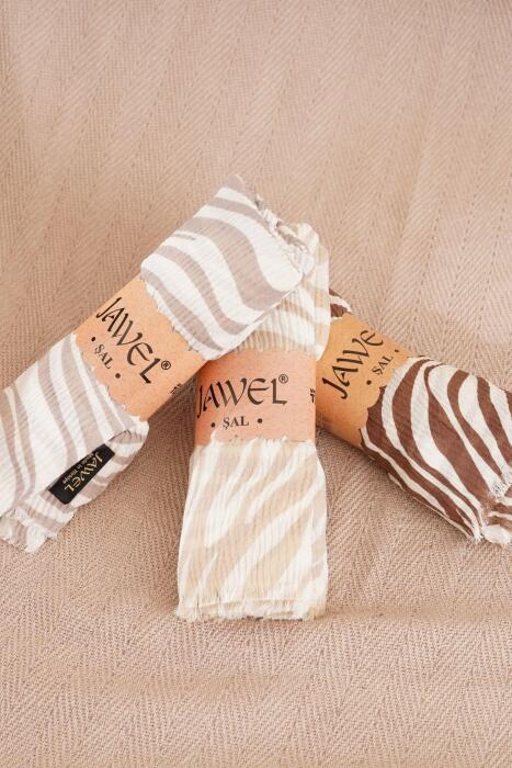 Kadın Kırışmaz Tesettür 3'lü Bürümcük Şal Paketi (Vizon-Camel-Kahve) - Jawel