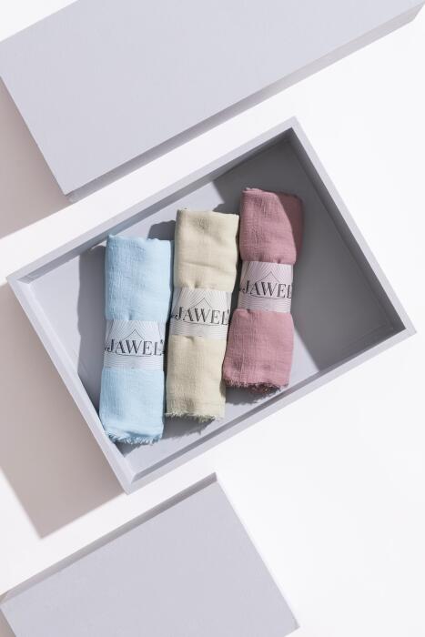 Kadın Konfor Şal Paketi (Bebe Mavi-Nil Yeşili-Koyu Pudra - Jawel