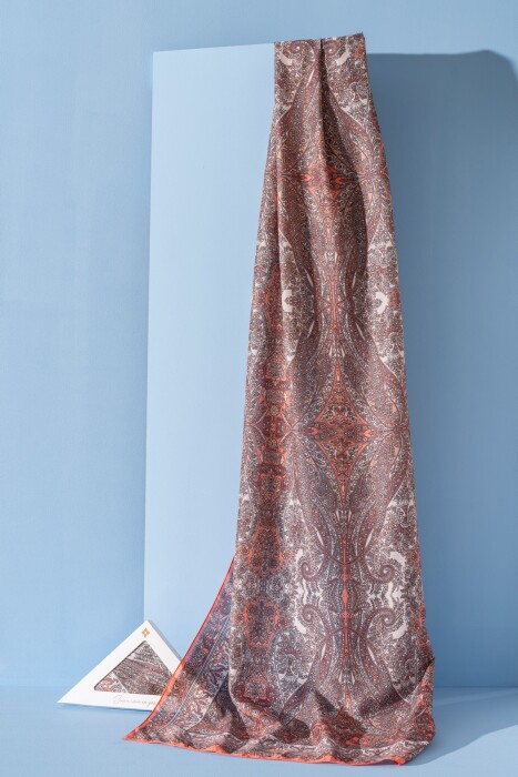 Kadın Etnik Desen Soft Nysa Şal PORTAKAL - Jawel