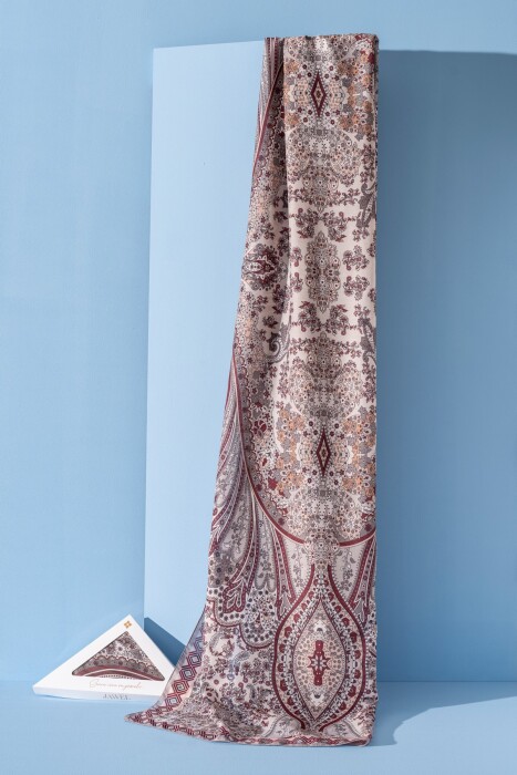 Kadın Etnik Desen Soft Alinda Şal VİZON - Jawel