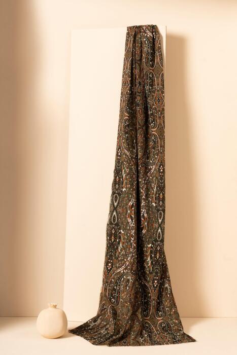 Kadın Etnik Desen Bürümcük Şal HAKİ TARÇIN - Jawel