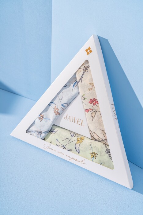 Kadın Spring Soft Eşarp Paketi Limira (Nil Yeşili-Bebe Mavi-Turuncu) - Jawel