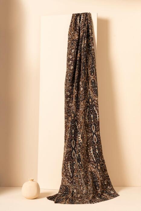 Kadın Etnik Desen Bürümcük Şal ACI KAHVE - Jawel