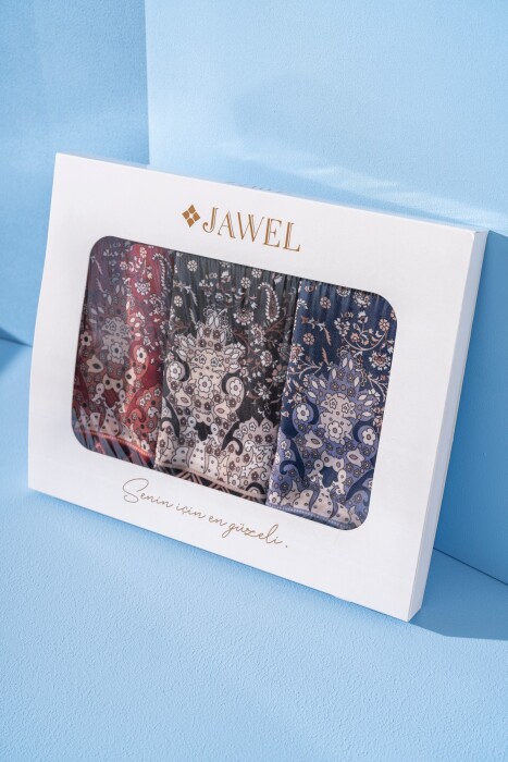 Kadın Alinda Soft Şal Paketi (Bordo-Siyah Krem-Lacivert) - Jawel