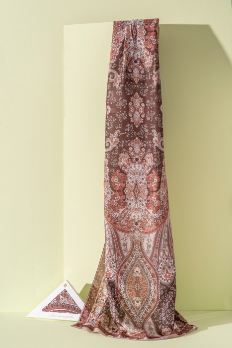 Kadın Etnik Desen Soft Alinda Şal KAHVE - Jawel