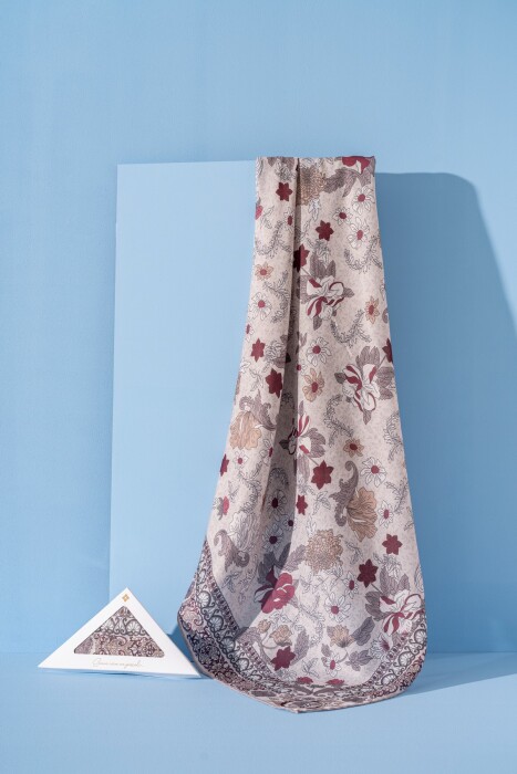 Kadın Spring Soft Misya Eşarp KREM BORDO - Jawel