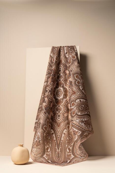 Kadın Etnik Desenli Soft Eşarp AÇIK KAHVE - Jawel