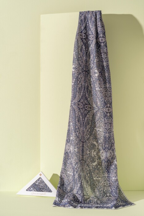 Kadın Etnik Desen Soft Nysa Şal AÇIK LACİVERT - Jawel