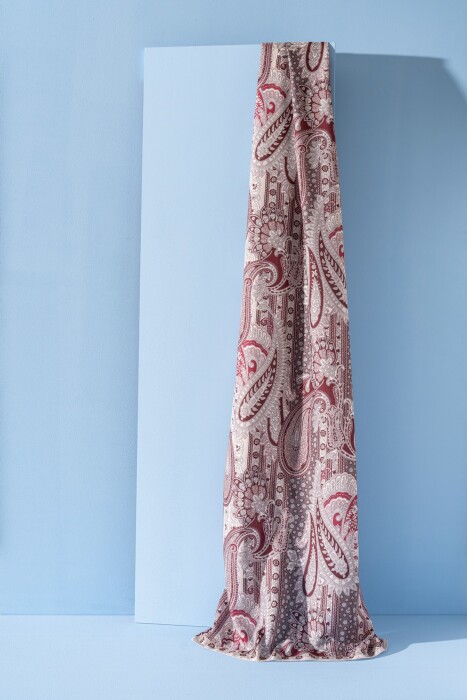 Kadın Etnik Desen Soft Şal Adessa KREM BORDO - Jawel