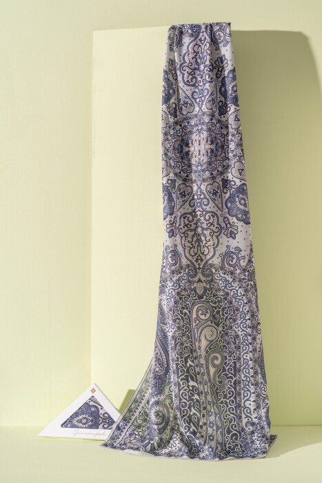 Kadın Etnik Desen Soft Tlos Şal LACİVERT - Jawel