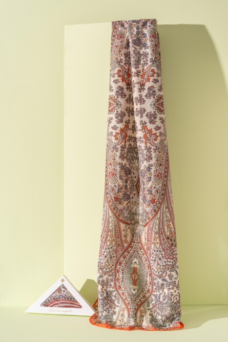 Kadın Etnik Desen Soft Alinda Şal TURUNCU - Jawel