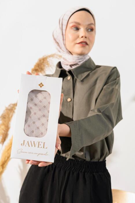 Kadın Küçük Kareli Soft Eşarp VİZON - Jawel
