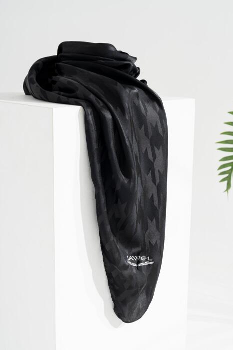 Kadın Tesettür Jakarlı Kazayağı Eşarp 1 SİYAH - Jawel