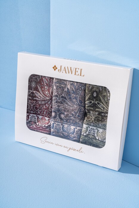 Kadın Nysa Soft Şal Paketi (İndigo-Bordo-Haki) - Jawel