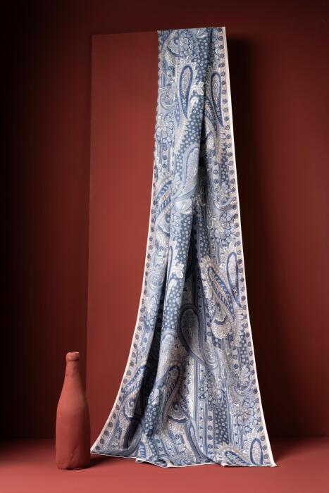 Kadın Etnik Desen Soft Şal Adessa İNDİGO - Jawel