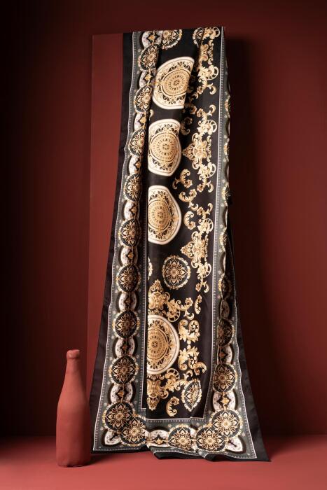 Kadın Etnik Desen Soft Şal Mylasa PETROL YEŞİLİ - Jawel