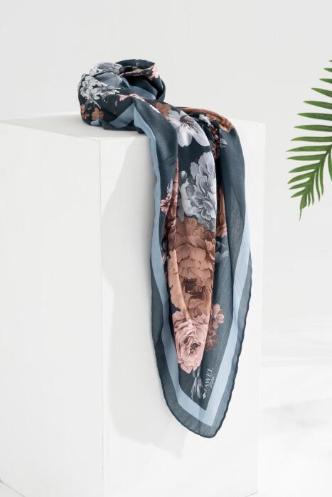 Kadın Tesettür Digital Baskılı Gül Desen Eşarp - Jawel