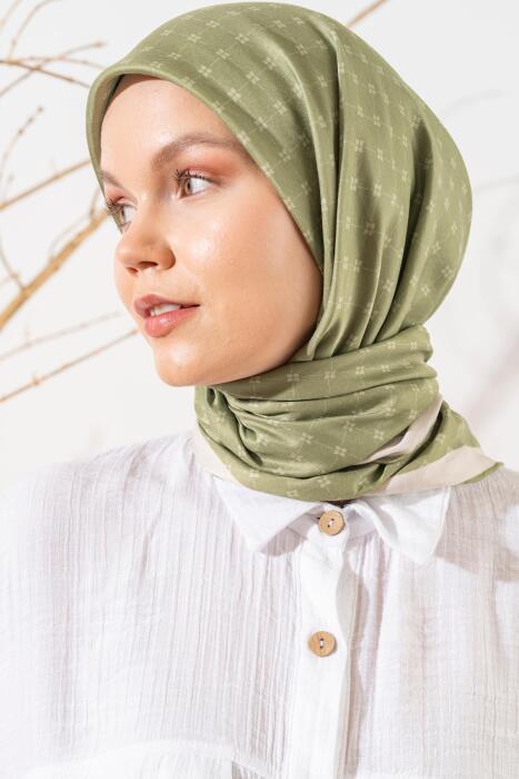 Kadın Küçük Kareli Soft Eşarp FISTIK YEŞİLİ - Jawel