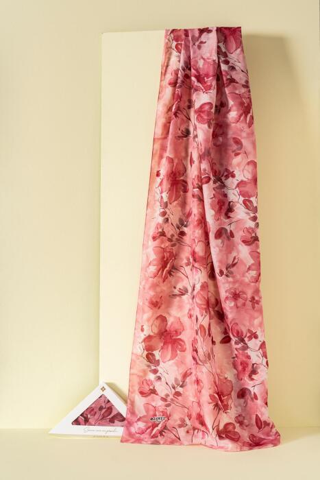 Kadın Çiçekli Pachira Soft Şal KREM BORDO - Jawel