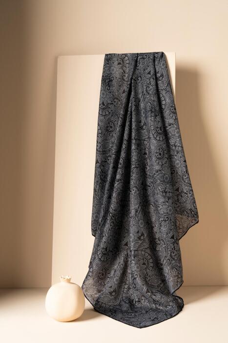 Kadın Etnik Desen Soft Eşarp Hattena SİYAH - Jawel