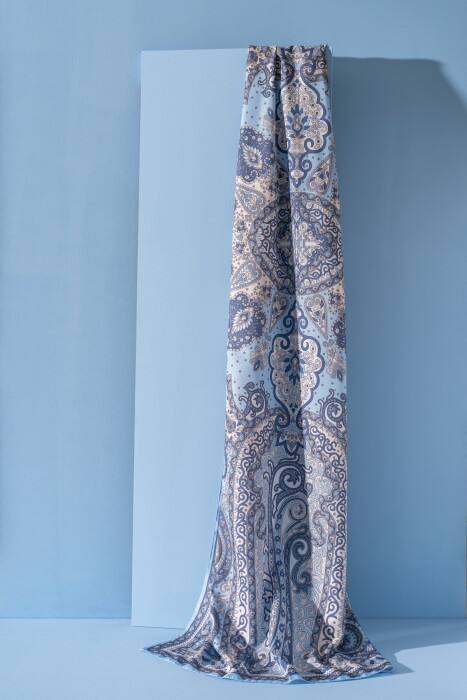 Kadın Etnik Desen Soft Tlos Şal BEBE MAVİ - Jawel