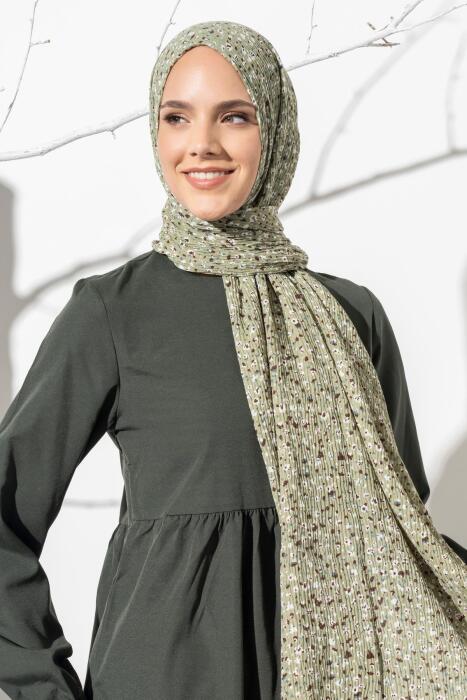 Kadın Ütü İstemeyen Çakıl Desen Bürümcük Şal 190*80 Cm FISTIK YEŞİLİ 