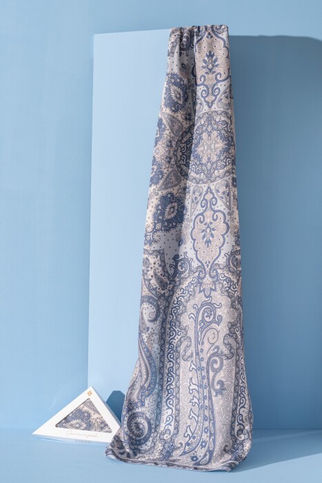 Kadın Etnik Desen Soft Tlos Şal İNDİGO - Jawel