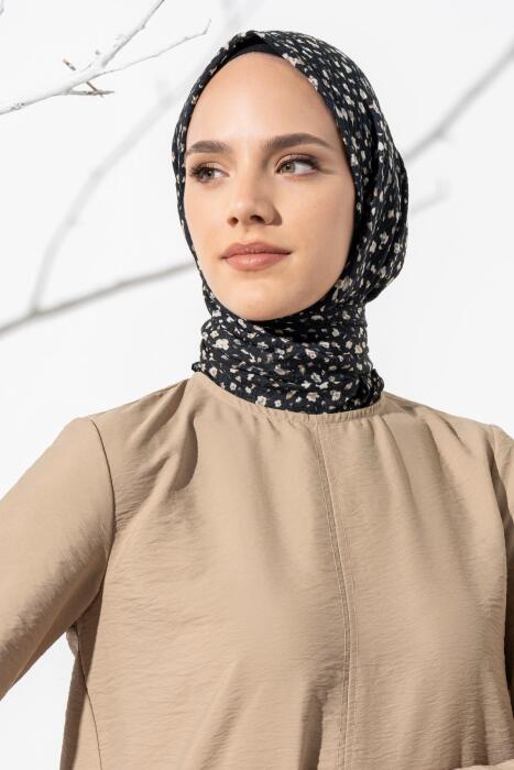 Kadın Tesettür Kırışmaz Bürümcük Eşarp SİYAH-VİZON 