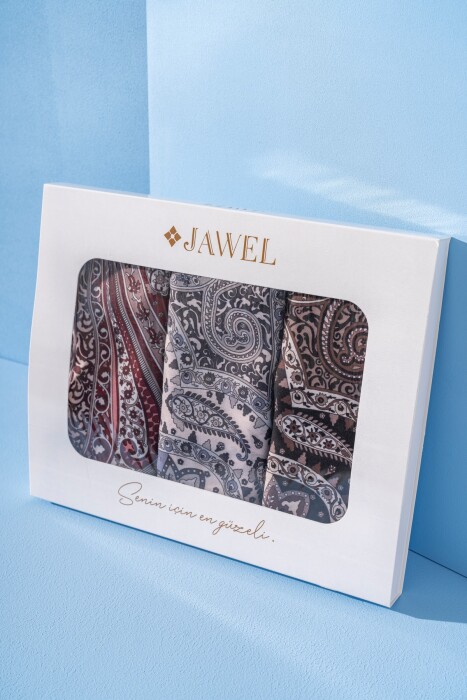 Kadın Tlos Soft Şal Paketi (Bordo-Mor-Siyah) - Jawel