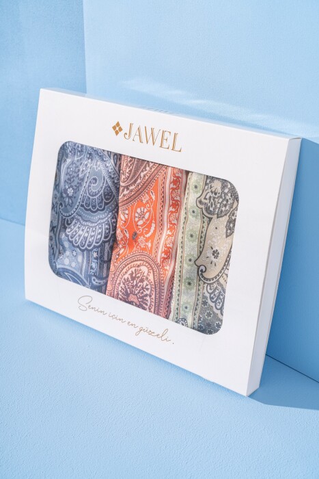 Kadın Adessa Soft Şal Paketi (Bebe Mavi-Turuncu-Lime) - Jawel