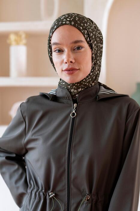 Kadın Ütü İstemeyen Çakıl Desen Bürümcük Şal 190*80 Cm HAKİ KREM - Jawel