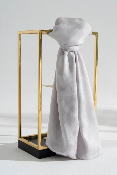 Kadın Tesettür Karışımlı Jakarlı Şal GÜMÜŞ GRİ - Jawel