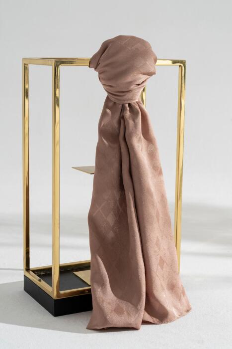 Kadın Tesettür Karışımlı Jakarlı Şal TABA 