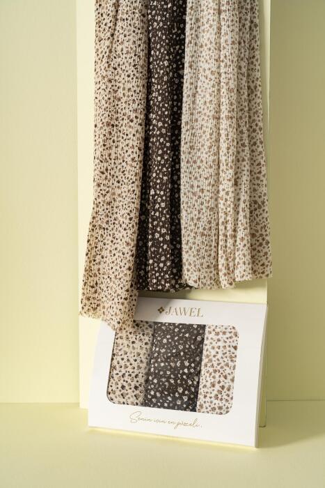 Kadın Kırışmaz Tesettür 3'lü Bürümcük Şal Paketi (Krem-Vanilya-Kahve) - Jawel