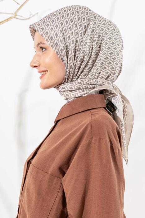 Kadın Lale Desen Soft Eşarp VİZON - Jawel