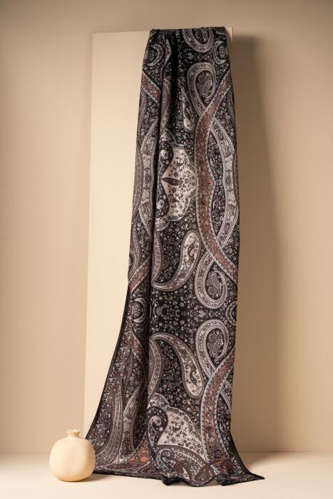 Kadın Etnik Desen Soft Şal Prusa 152.04.0003 SİYAH - Jawel