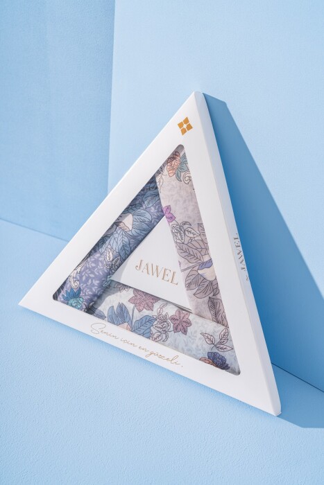 Kadın Spring Soft Eşarp Paketi Misya (Gri-Lacivert-Gri Lila) - Jawel