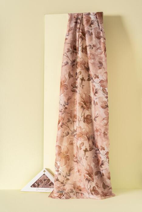 Kadın Çiçekli Pachira Soft Şal VİZON - Jawel