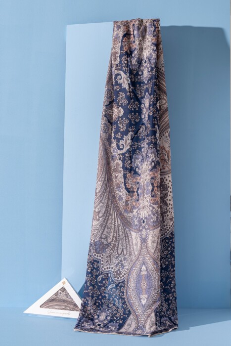 Kadın Etnik Desen Soft Alinda Şal LACİVERT - Jawel