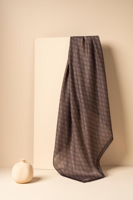 Kadın Küçük Etnik Desen Soft Eşarp ACI KAHVE 