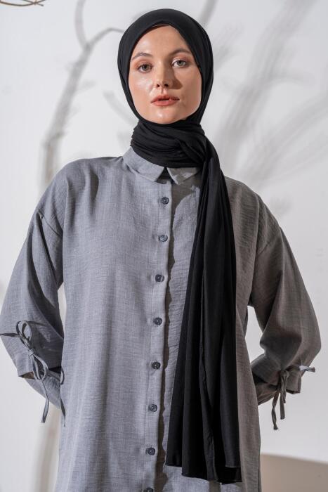 Kadın Tesettür Terletme Yapmayan İç Göstermez Penye Şal SİYAH - Jawel