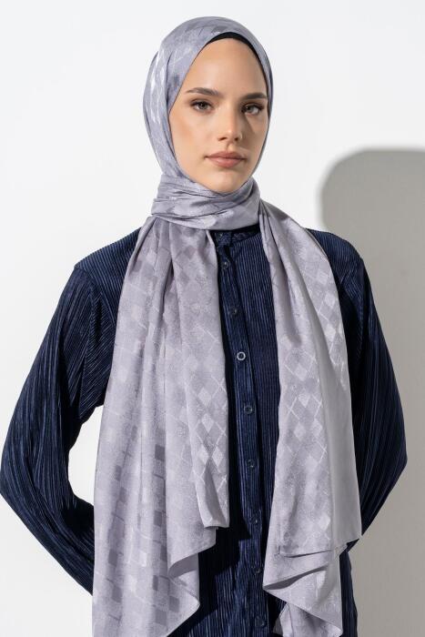 Kadın Tesettür Karışımlı Jakarlı Şal GRİ - Jawel