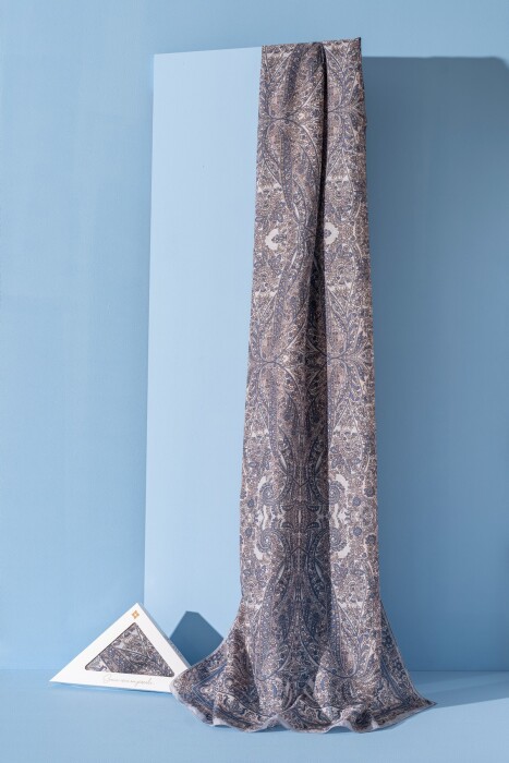 Kadın Etnik Desen Soft Nysa Şal İNDİGO - Jawel