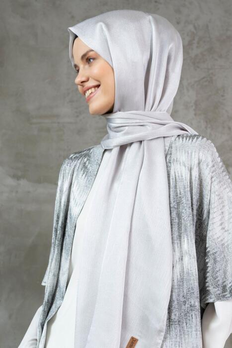 Kadın Kırışmaz Janjan Şal 185*70 Cm GÜMÜŞ GRİ 