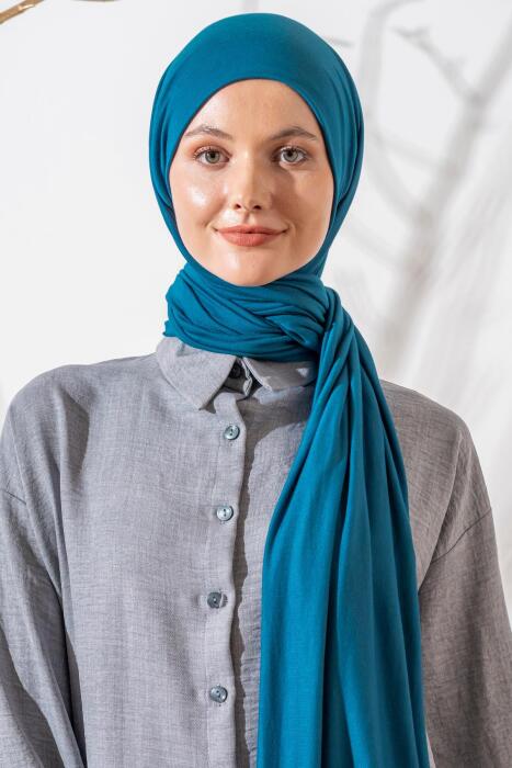 Kadın Tesettür Terletme Yapmayan İç Göstermez Penye Şal İNDİGO 