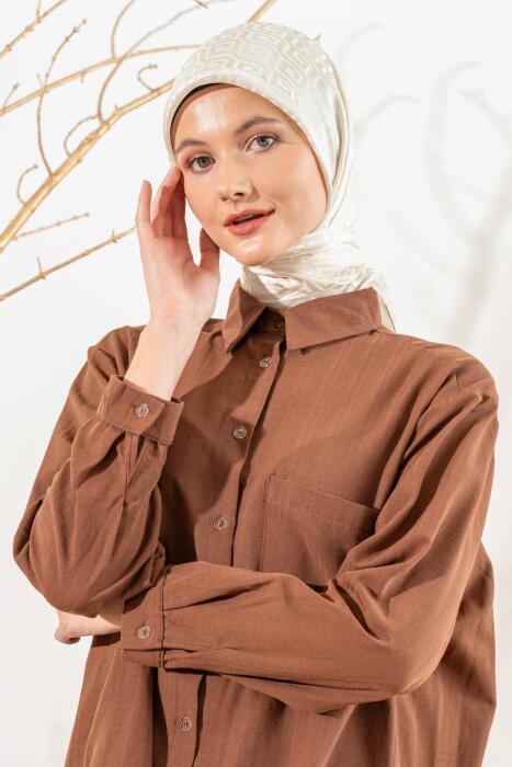 Kadın Mozaik Desenli Jakarlı Eşarp KREM 