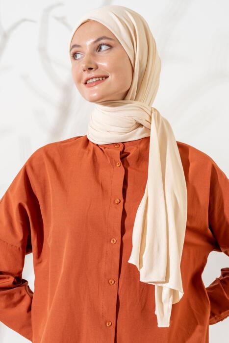 Kadın Tesettür Terletme Yapmayan İç Göstermez Penye Şal KREM 