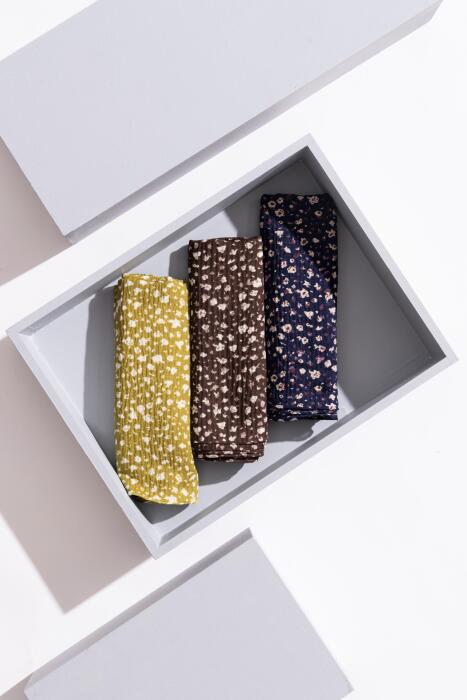 Kadın Bürümcük Eşarp Paketi (Yağ Yeşil-Kahve-Lacivert krem) - Jawel