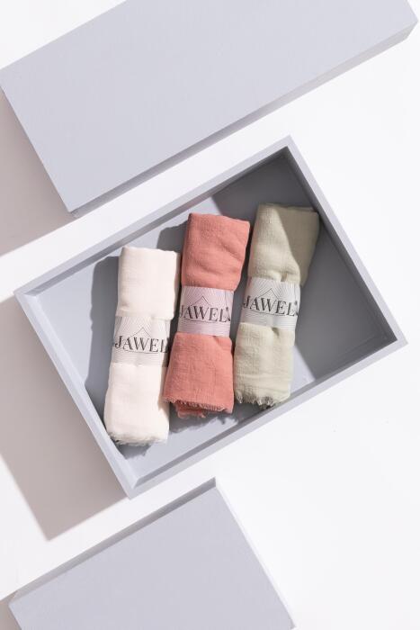 Kadın Konfor Şal Paketi (Somon-Nil Yeşili-Krem) - Jawel