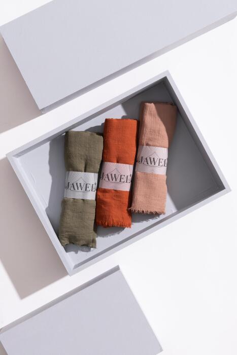Kadın Konfor Şal Paketi (Açık Haki-Tarçın-Sütlü Kahve) - Jawel